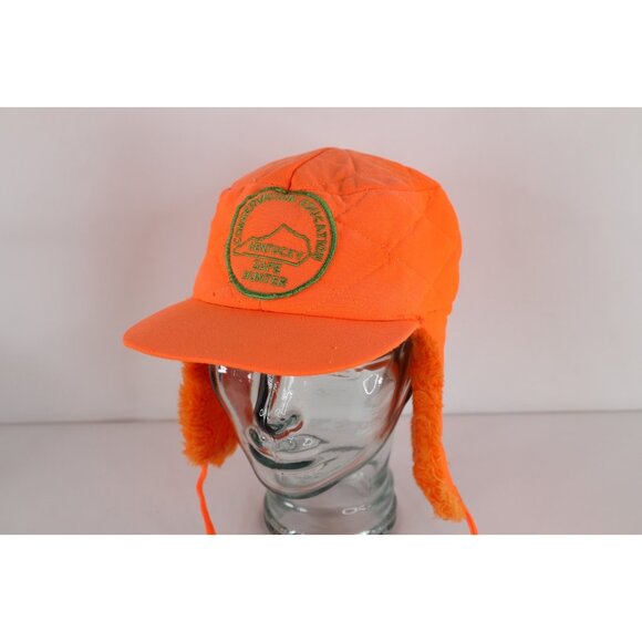 Vtg 70s Conservation Education Kentucky Safe Hunter Quilted Ear Flap Hat 7 1/8 - Picture 1 of 14